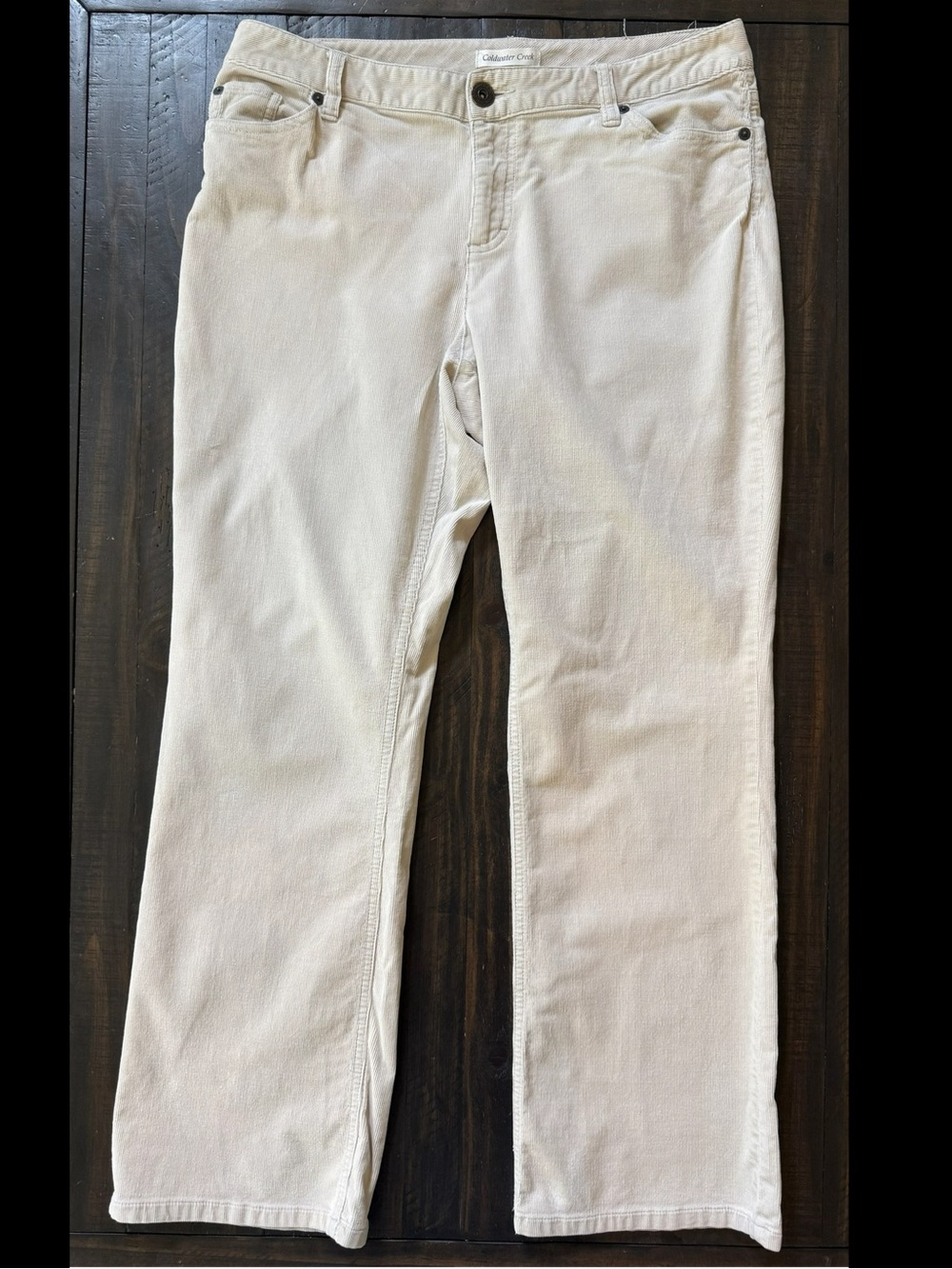 Coldwater Creek Corduroy Pants 12P Petite Beige Casual Soft Stretch Fall Classic